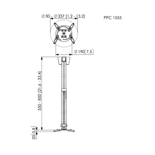 Vogels PPC1555 Projektorin katto