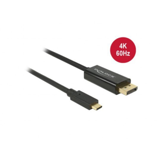 Delock-kaapeli USB Type-C uros - DisplayPort-uros (DP Alt Mode) 4K 60 Hz 1m musta