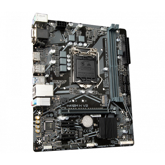 Gigabyte H410M H V2 1.0 M/B Prosessoriperhe Intel, Prosessorikanta LGA1200, DDR4 DIMM, Muistipaikat 2, Tuetut kiintolevyliitännät SATA, M.2, SATA-liittimien määrä 4, Chipset Micro ATX, Intel H