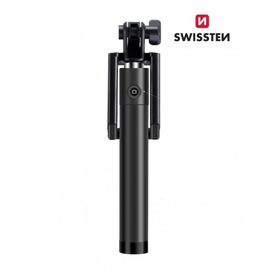 Swissten Wired Selfie Stick 81 cm kaukosäätimen painikkeella musta