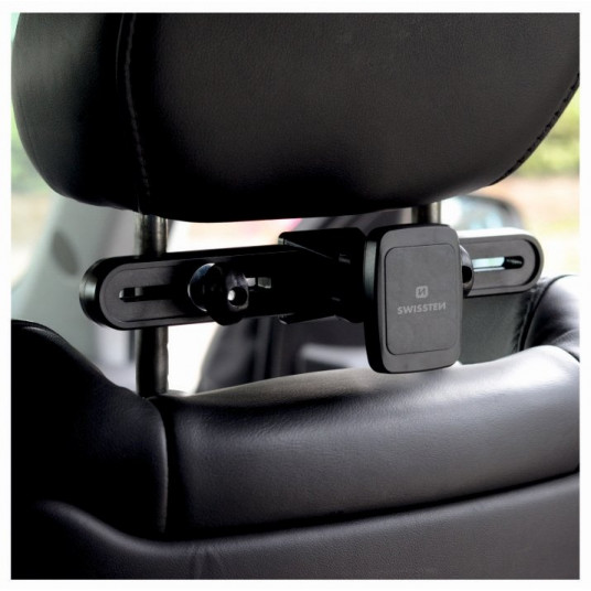 Swissten S-Grip M5-OP yleiskäyttöinen auton istuimen pidike magneetilla tableteille / puhelimille / GPS musta