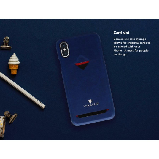 VixFox korttipaikan takakuori Iphone XSMAX laivastonsiniselle