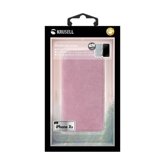Krusell Broby 4 Card SlimWallet Apple iPhone XS pinkki