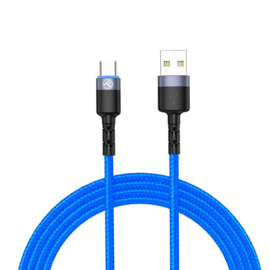 Tellur Datakaapeli USB Type-C:hen LED-valolla, 3A, 1,2m sininen