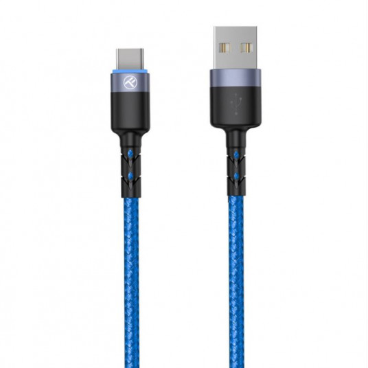 Tellur Datakaapeli USB Type-C:hen LED-valolla, 3A, 1,2m sininen