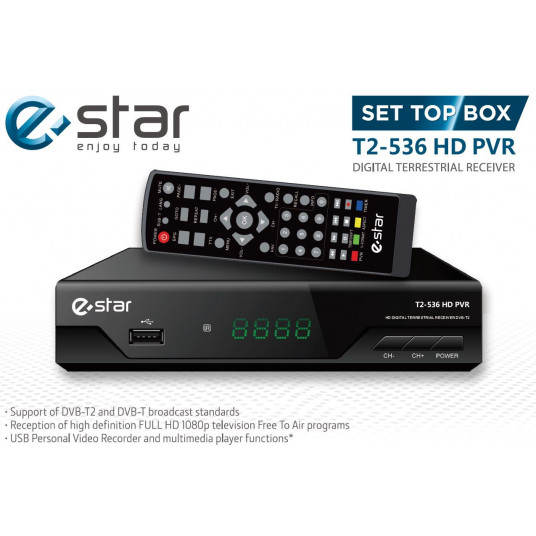 TV-vastaanotin STB eSTAR DVBT2 536 HD Musta