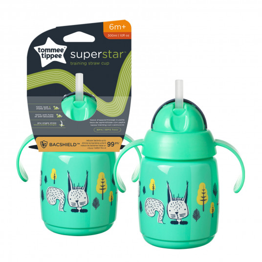 TOMMEE TIPPEE koulutuskuppi pillillä, 7m+, 300ml, vihreä, 447830