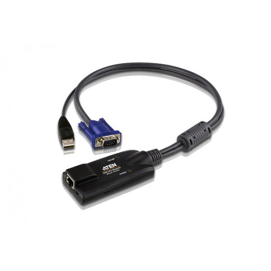 Aten USB VGA KVM -sovitin 1 x RJ-45 naaras, 1 x USB uros, 1 x HDB-15 uros
