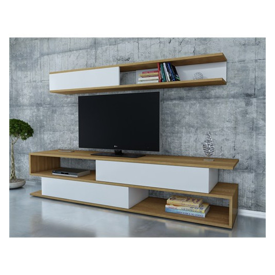 TV-taso Hanah Home Sims - valkoinen, tiikki