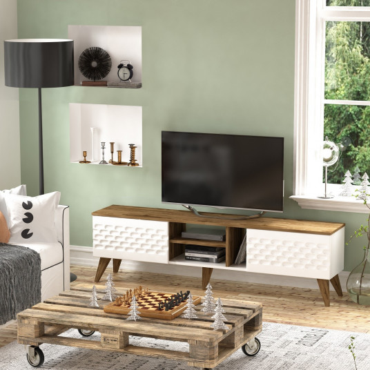 TV-taso Hanah Home Egg - Valkoinen, pähkinä