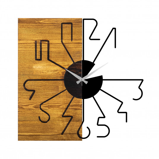 Koristeellinen puinen seinäkello Wallxpert Wooden Clock 29 - Pähkinä, musta