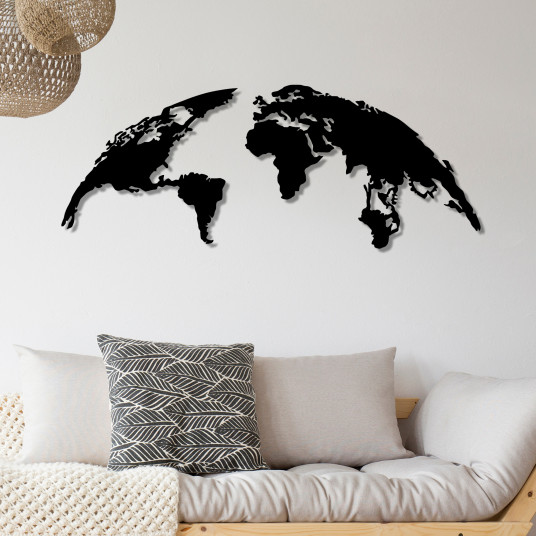 Metallikoristelu Wallxpert World Map Suuri - musta