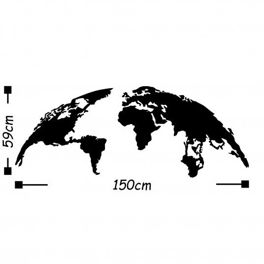 Metallikoristelu Wallxpert World Map Suuri - musta