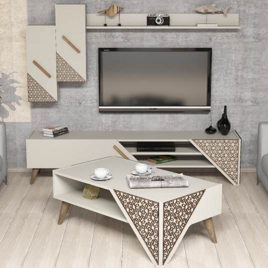 Olohuoneen kalustesarja Hanah Home Beril - Cream
