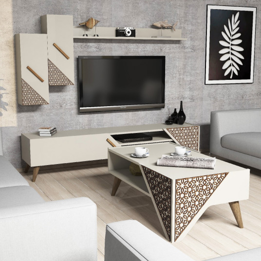 Olohuoneen kalustesarja Hanah Home Beril - Cream