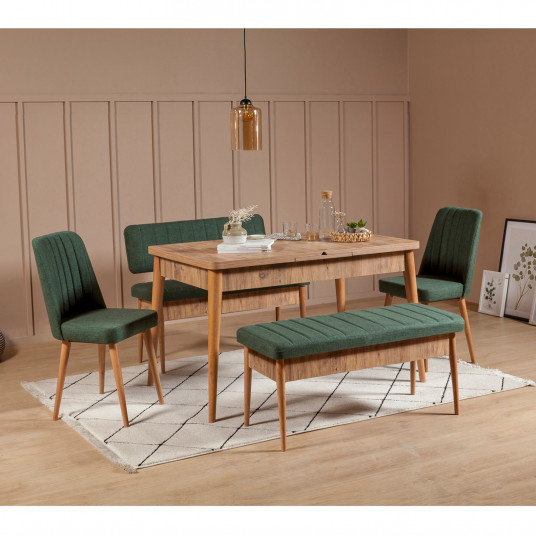 Pöytä- ja tuolisarja Hanah Home Vina 1070 - Atlantin mänty, vihreä