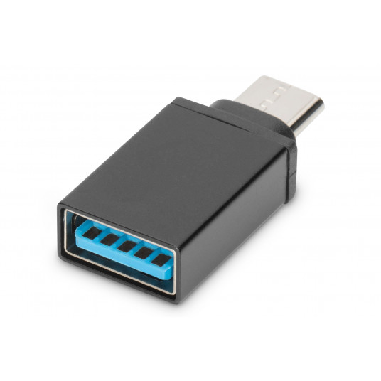 Digitus USB Type-C -sovitin, tyyppi C - AM/F, 3A, 5 Gt, 3.0 Versio AK-300506-000-S Musta, USB A -liitäntä, USB C -liitin