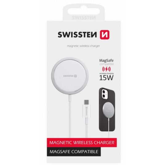 Langaton Swissten MagStick -laturi 15 W Apple iPhone USB-C:lle