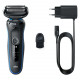 Braun Shaver 51-B1000s Käyttöaika (enintään) 50 min, märkä ja kuiva, musta/sininen