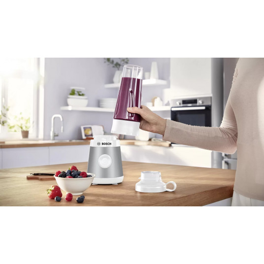 Bosch VitaPower ToGo Smoothie Maker MMB2111T Pöytälevy, 450 W, Purkin materiaali Tritan, Purkin tilavuus 0,6 L, Jäänmurskaus, Hopea