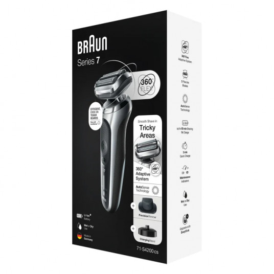 Braun Shaver 71-S4200cs Käyttöaika (max) 50 min, märkä ja kuiva, hopea/musta