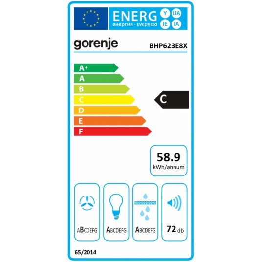 Sisäänrakennettu ulosvedettävä huppu Gorenje BHP623E8X