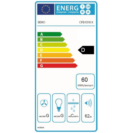 Beko CFB 6310 X liesituuletin asennetaan kaapin alle