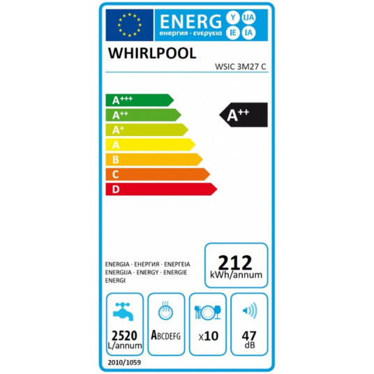 Sisäänrakennettu astianpesukone Whirlpool WSIC 3M27 C