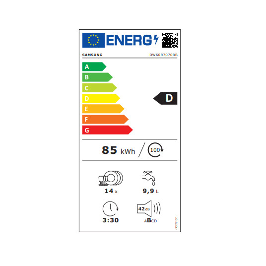 Sisäänrakennettu astianpesukone Samsung DW60R7070BB/EO