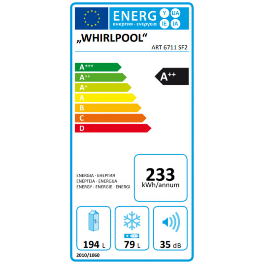 Sisäänrakennettu jääkaappi Whirlpool ART 6711 SF2