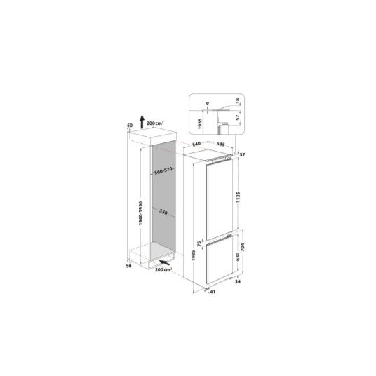 Sisäänrakennettu jääkaappi Whirlpool ART 9812 SF1