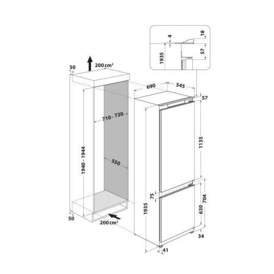 Sisäänrakennettu jääkaappi Whirlpool SP40 801 EU 1