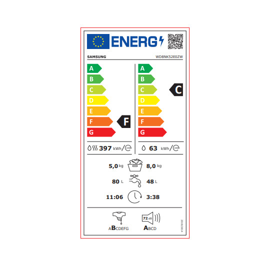 Pesukone kuivausrummulla Samsung WD8NK52E0ZW/LE + ylimääräinen alennus