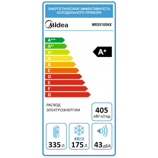 Jääkaappi Midea MRS518SNX (HC-689WEN) ruostumatonta terästä