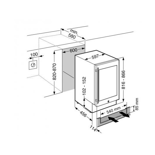 Sisäänrakennettu viinijääkaappi Liebherr UWKes 1752