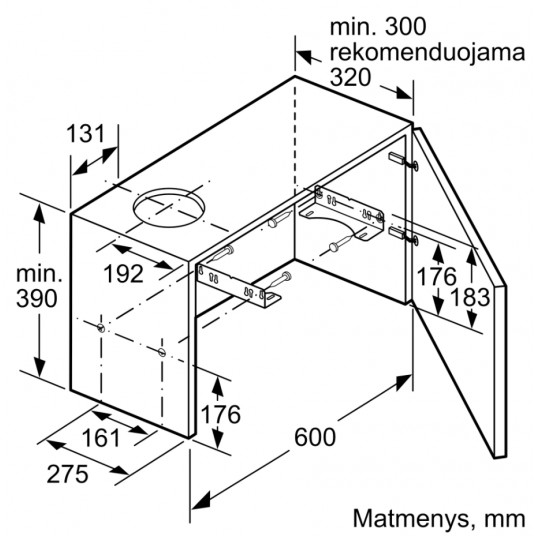 Bosch DFM064A53 ulosvedettävä liesituuletin on asennettu