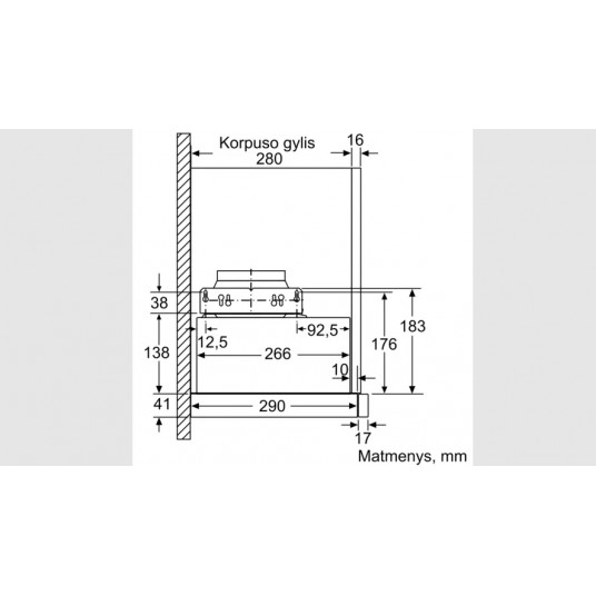 Bosch DFM064W54 ulosvedettävä liesituuletin on asennettu