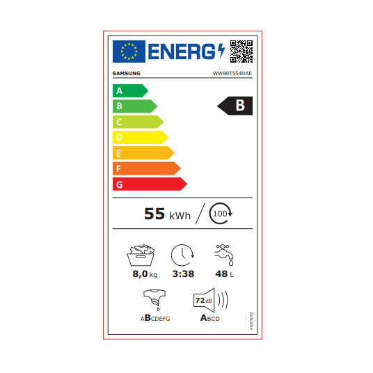 Pyykinpesukone Samsung WW80T554DAE/S7