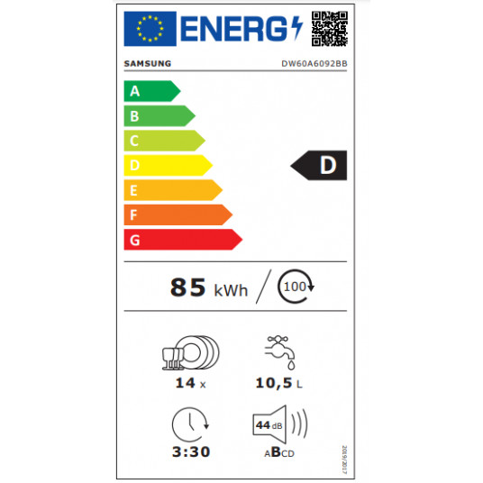 Sisäänrakennettu astianpesukone Samsung DW60A6092BB/EO