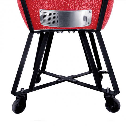 Kamado Grilli BIGGRILL 23,5" punainen + monitoiminen 2-vyöhykejärjestelmä + teräksinen tuhkanpoistotyökalu + grillin kansi + keraaminen kananpidin