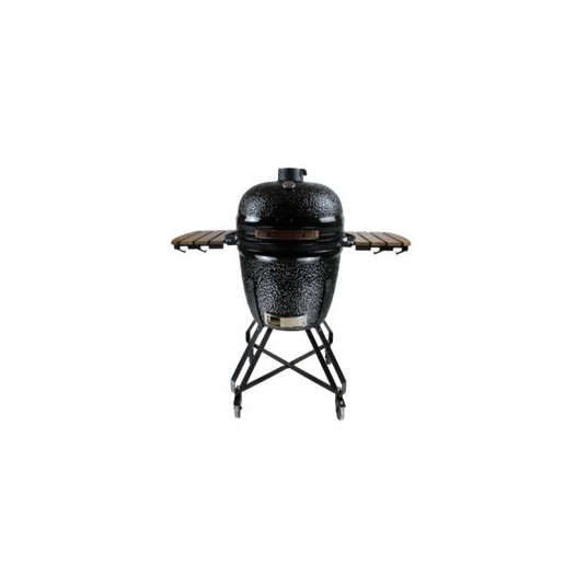 Kamado Grilli BIGGRILL 26" musta + monitoiminen 2 vyöhykejärjestelmä + teräksinen tuhkanpuhdistustyökalu + grillin kansi + keraaminen kananpidin