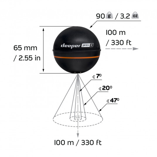 Kaikuluotain Deeper Smart Sonar PRO+2 Sonar, musta