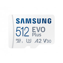 Samsung microSD-kortti EVO PLUS 512 Gt, MicroSDXC, Flash-muistiluokka 10, SD-sovitin