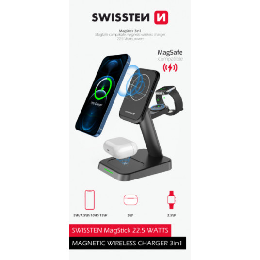 Swissten 3in1 MagStick 22,5W langaton laturi