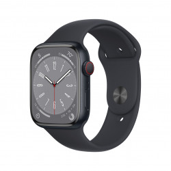 Älykello Apple Watch Series 8 GPS, 45 mm LTE Midnight alumiinikotelo ja Midnight Sport -ranneke – tavallinen MNK43UL/A