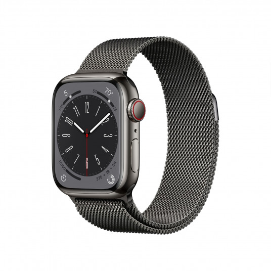 Älykello Apple Watch Series 8 GPS, 41 mm LTE grafiitti ruostumaton teräskuori grafiitti Milanese Loop MNJM3UL/A