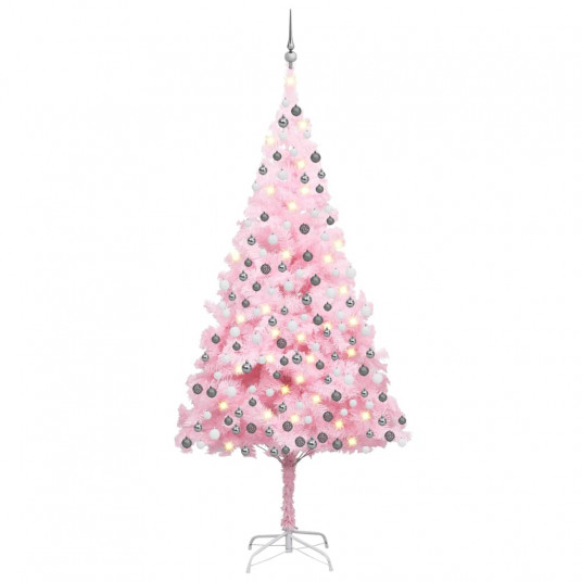 Keinotekoinen joulukuusi LED/leluilla, pinkki, 240cm, PVC