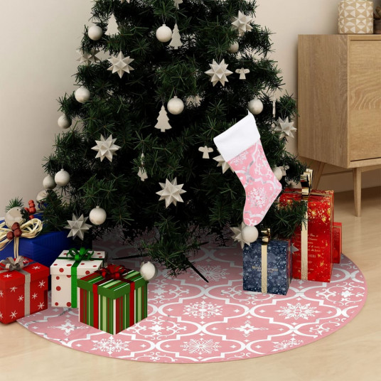 Joulukuusen alla oleva matto, jossa sukka, pinkki, 90cm, kangas