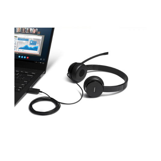 Kuulokkeet Lenovo 100 USB stereokuulokemikrofoni, USB 2.0 Type A