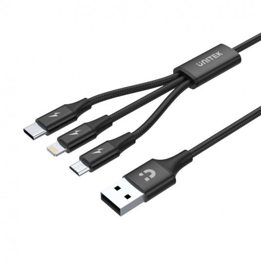 UNITEK C14049BK USB-kaapeli 1,2 m USB 2.0 USB C Micro-USB B/Lightning Black